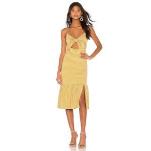 Saylor Doris Striped Dress in Mustard Medium Womens Midi Cocktail